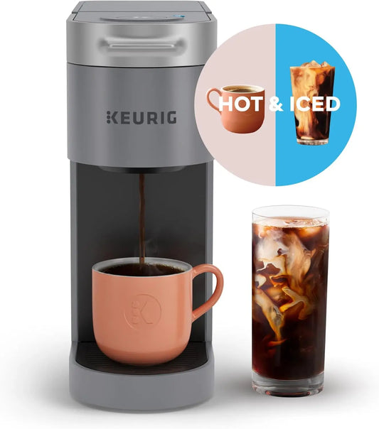 K-Slim + ICED Single Serve Coffee Maker, Hot and Cold Coffee Capabilities, Brews 8 to 12oz Cups, 46oz Removable Reservoir, Gray