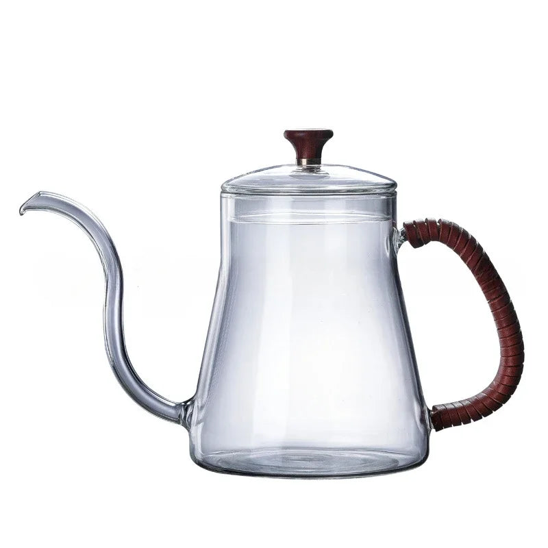 Household Heat-resistant Glass Coffee Hand Brewing Pot Coffee Pot Set of Fine Spout Pot 600ML Glass Coffee Pot Household Lug Pot